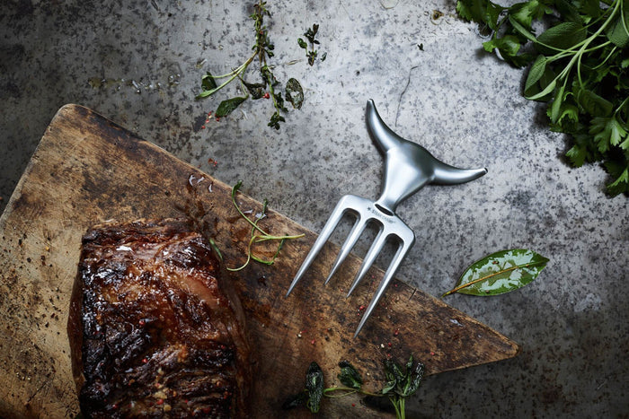Fourchette à viande Steak Champ Bull Fork en zinc chromé 16,5cm