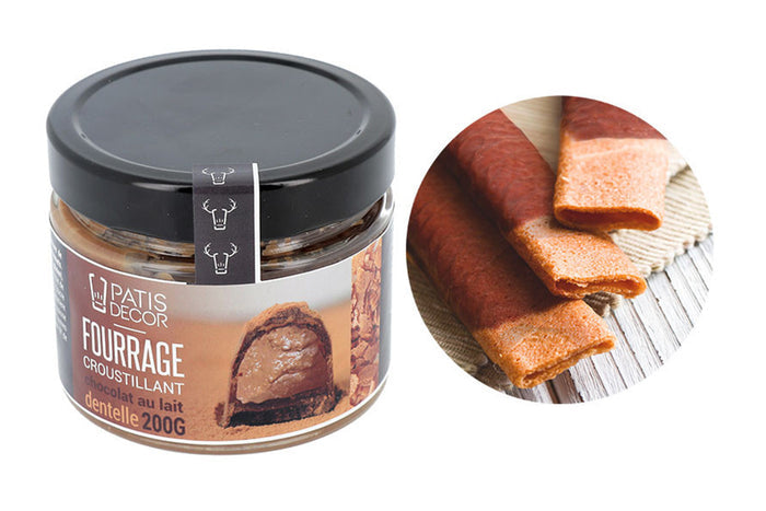 Fourrage croustillant Patisdécor au chocolat au lait et brisures de crêpes dentelles 200g