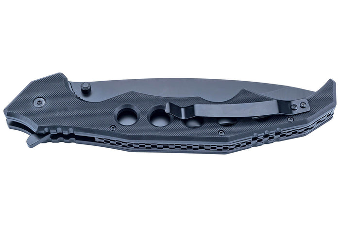 Grand couteau pliant Herbertz 596819 manche fin et ergonomique ajouré G10 noir 19,2cm