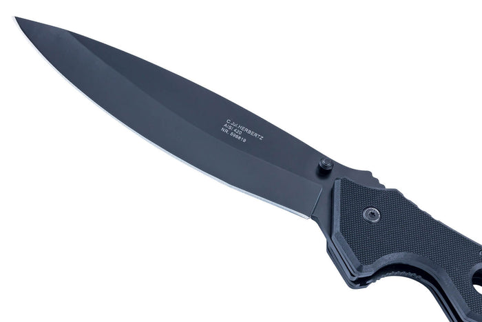 Grand couteau pliant Herbertz 596819 manche fin et ergonomique ajouré G10 noir 19,2cm