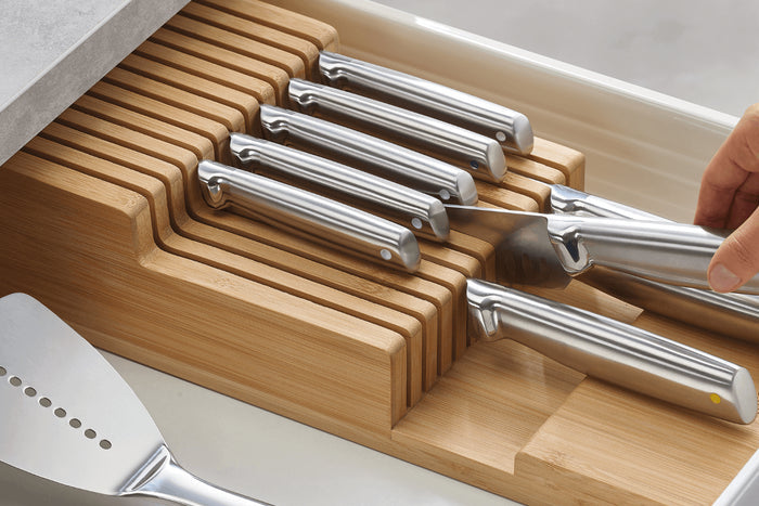 Grand range-couteaux Joseph Joseph Bamboo DrawerStore pour tiroir à 2 niveaux en bambou