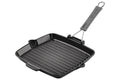 Gril carré Staub 24cm en fonte émaillée noir mat à poignée pliable