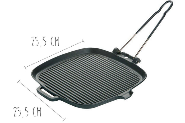 Grill viande carré en fonte - 25,5x25,5cm
