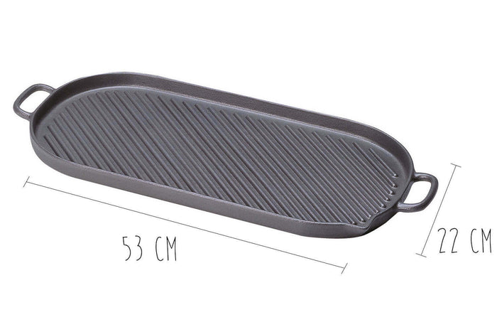 Grill viande ovale en fonte - 53x23cm