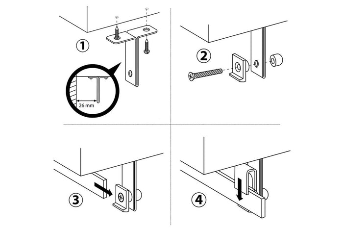 Kit de fixation sous placard Cristel pour barre Panoply