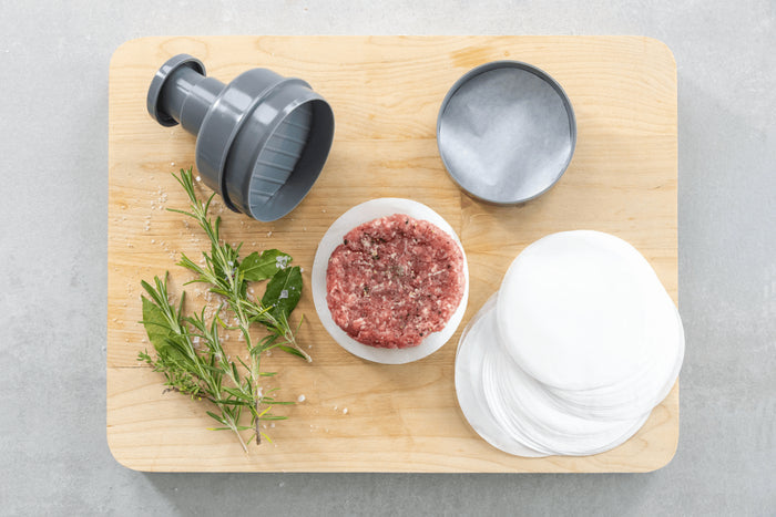 Kit de préparation de burgers MasterClass en polymère gris + 100 disques de cire