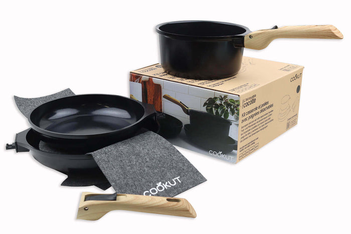 L'Incroyable Kit Cookut 2 poêles et 1 casserole à poignée amovible - graphite