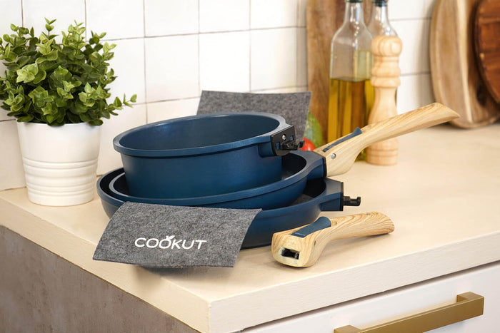 L'Incroyable Kit Cookut 2 poêles et 1 casserole à poignée amovible - myrtille