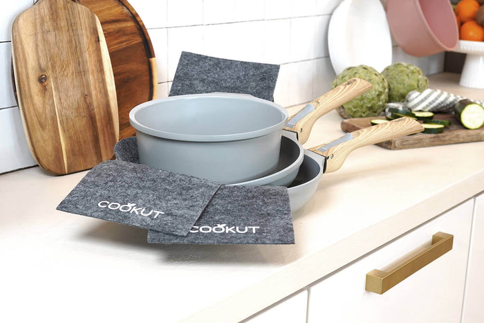 L'Incroyable Kit Cookut 2 poêles et 1 casserole à poignée amovible - perle