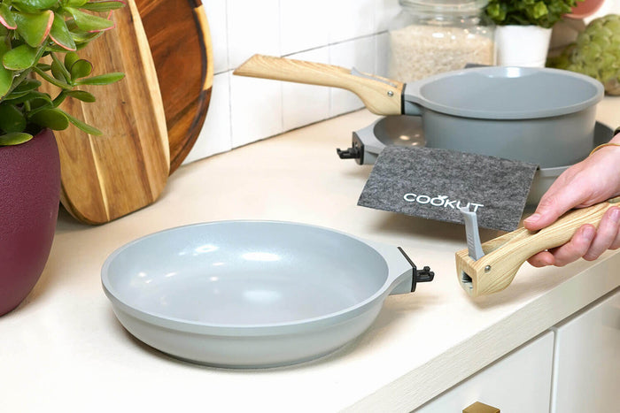 L'Incroyable Kit Cookut 2 poêles et 1 casserole à poignée amovible - perle