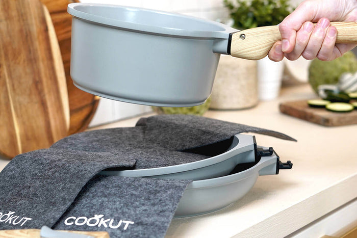 L'Incroyable Kit Cookut 2 poêles et 1 casserole à poignée amovible - perle