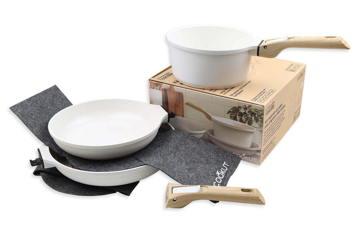 L'Incroyable Kit Cookut 2 poêles et 1 casserole à poignée amovible - polaire