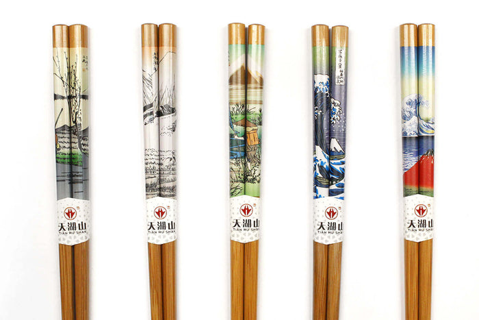 Lot de 5 paires de baguettes chinoises en bambou Kutoyama - Modèle 1