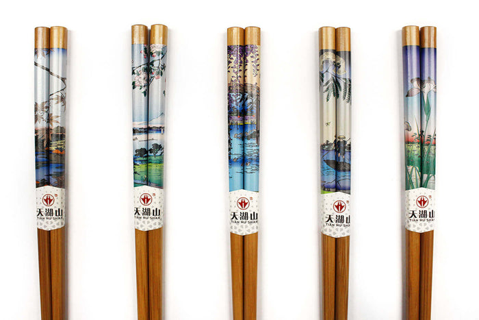 Lot de 5 paires de baguettes chinoises en bambou Kutoyama - Modèle 2