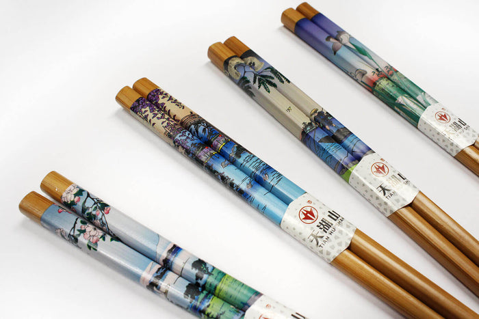 Lot de 5 paires de baguettes chinoises en bambou Kutoyama - Modèle 2