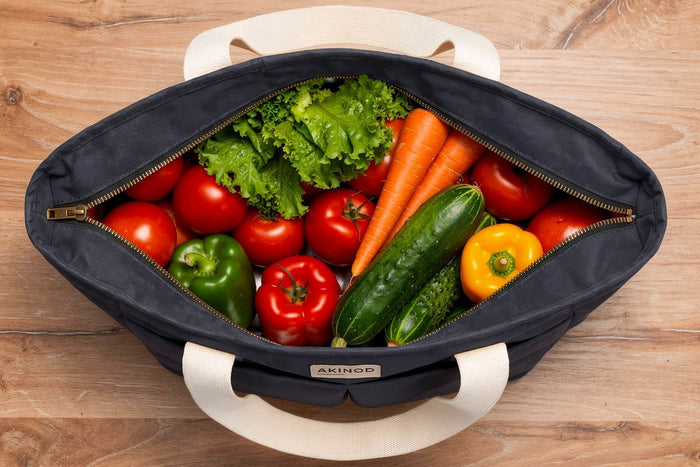 Lunch bag isotherme Akinod 10:47 en polycoton bleu navy 21L