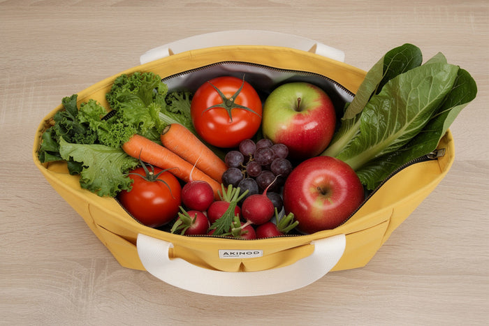 Lunch bag isotherme Akinod 10:47 en polycoton moutarde 21L
