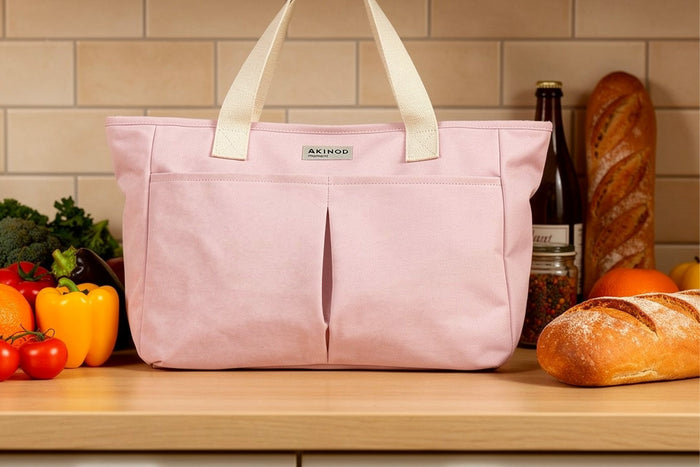 Lunch bag isotherme Akinod 10:47 en polycoton rose 21L