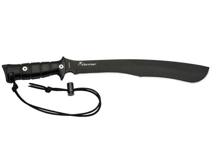 Machette kukri Wildsteer W Tiger WTIG3113N 45cm lame noire manche Kraton noir + étui en nylon