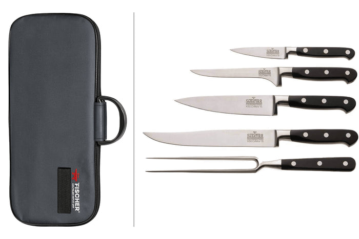 Malette 4 couteaux de cuisine V. Sabatier + 1 fourchette de chef manches 3 rivets