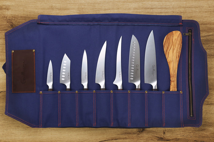 Mallette de couteaux vide Guillaume Léonard 8 places bleue