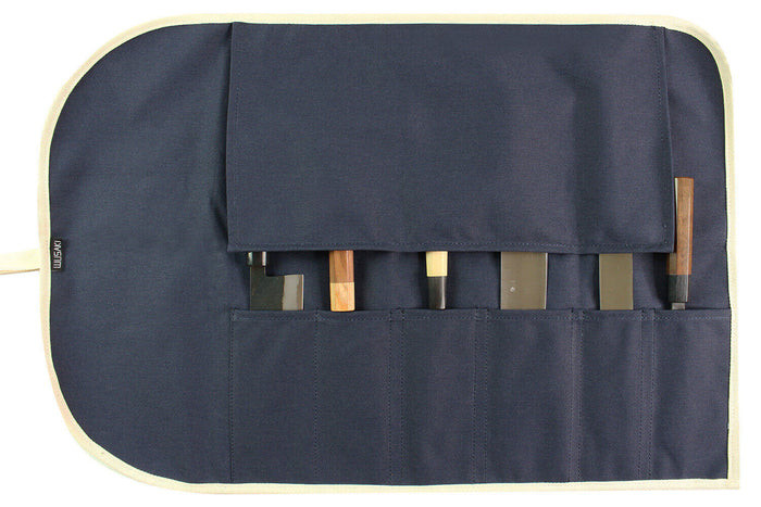 Mallette traditionnelle Wusaki en toile bleue pour 6 couteaux