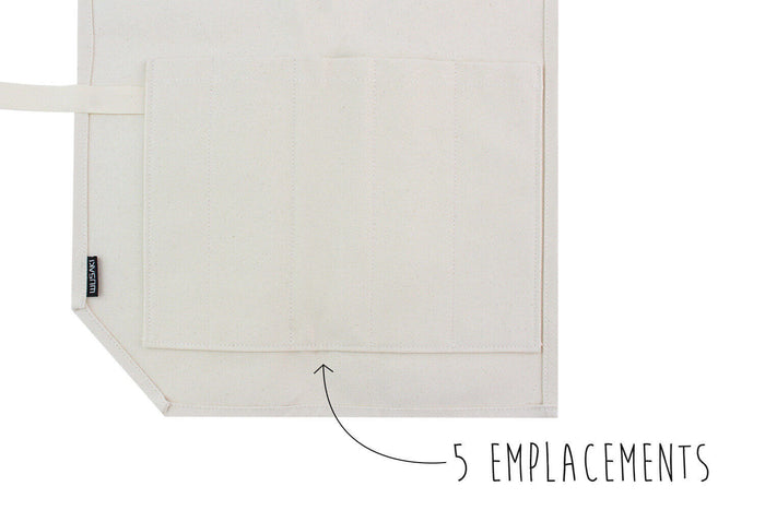 Mallette traditionnelle Wusaki en toile de coton beige pour 5 couteaux