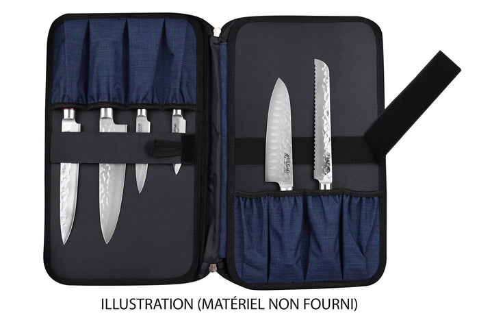 Mallette vide Wusaki bleue pour 21 couteaux et ustensiles + 1 grande poche de rangement