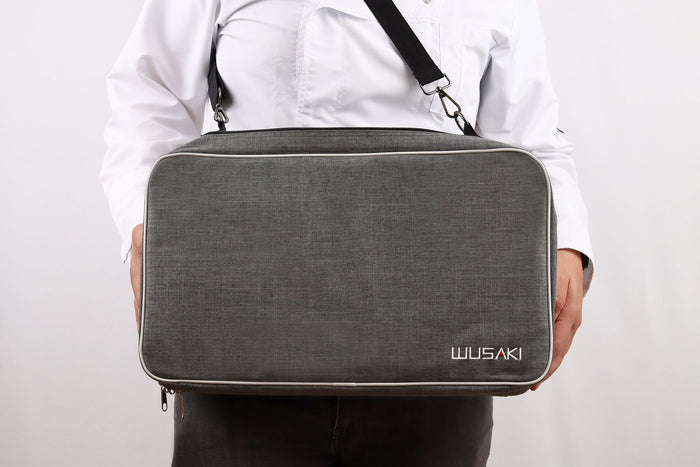 Mallette vide Wusaki grise pour 21 couteaux et ustensiles + 1 grande poche de rangement