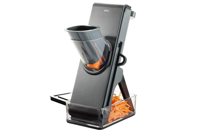 Mandoline verticale Gefu Stando avec récipient de collecte et couvercle
