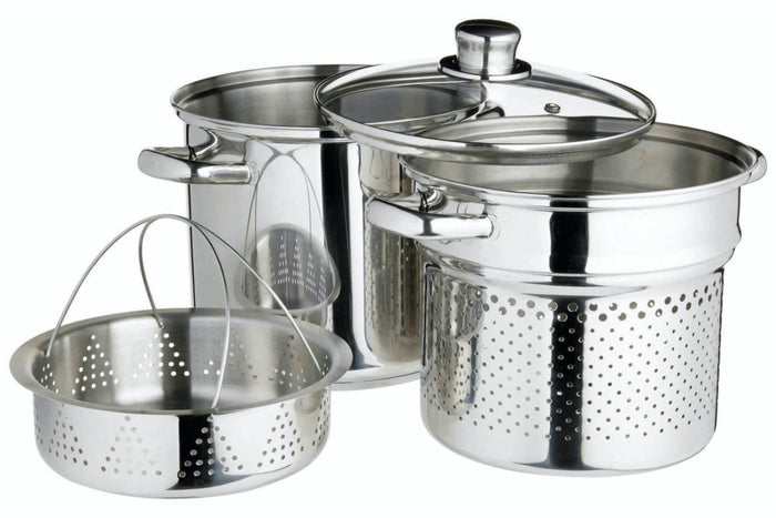 Marmite à pâtes italiennes KitchenCraft World of Flavours en acier inox 4L 4 pièces