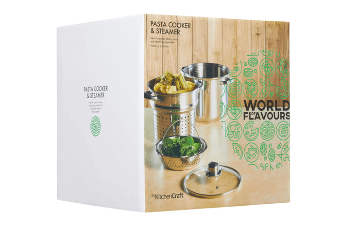 Marmite à pâtes italiennes KitchenCraft World of Flavours en acier inox 4L 4 pièces