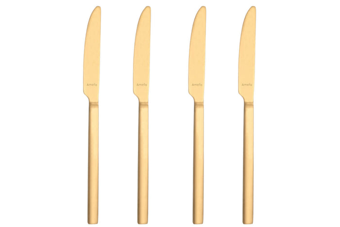Ménagère 16 couverts de table Amefa Square en acier inoxydable 18/0 - Finition dorée