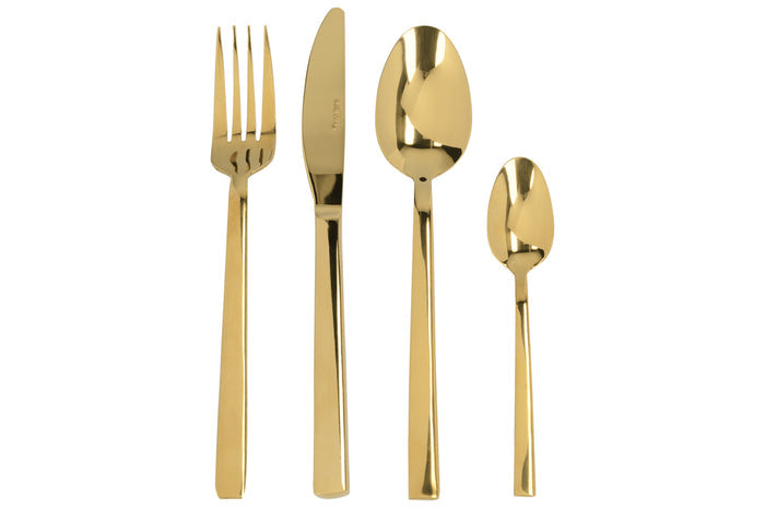 Ménagère 16 couverts Mikasa Ciara Diseno en acier inox doré