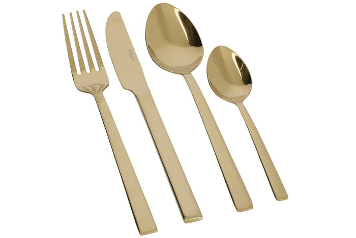 Ménagère 16 couverts Mikasa Ciara Diseno en acier inox doré