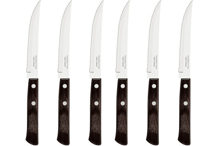 Ménagère 24 couverts de table Tramontina en inox et bois marron