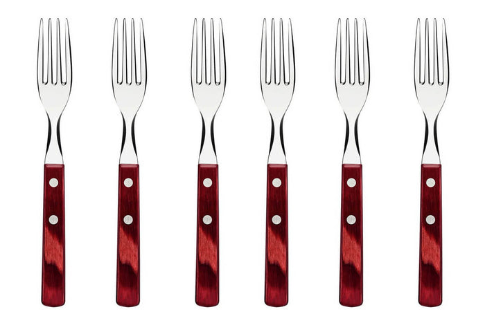 Ménagère 24 couverts de table Tramontina en inox et bois rouge
