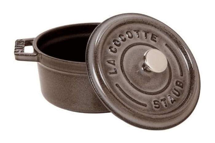 Mini cocotte Staub ronde en fonte émaillée gris graphite 10cm