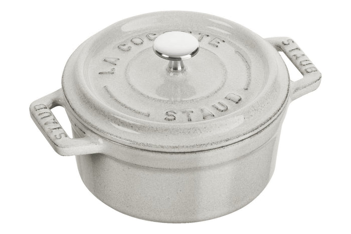 Mini cocotte Staub ronde en fonte émaillée truffe blanche 10cm