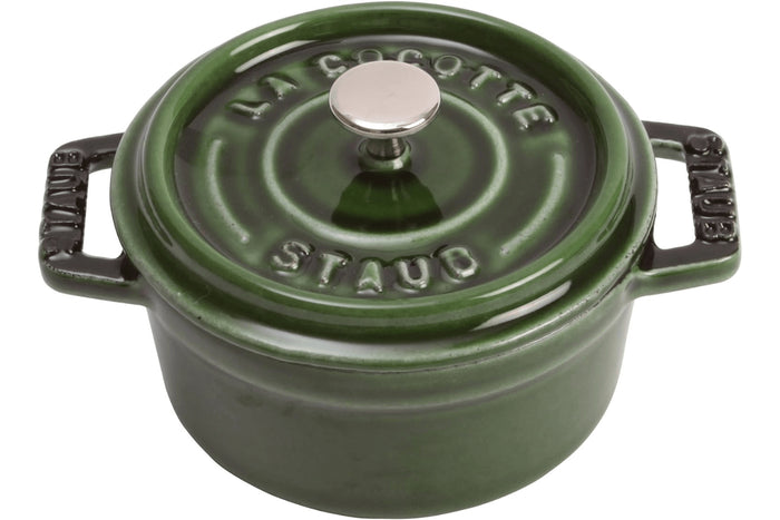 Mini cocotte Staub ronde en fonte émaillée vert basilic 10cm