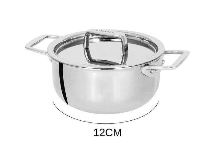 Mini faitout Cristel Castel'Pro en acier inoxydable 18/10 3 ply - 12cm