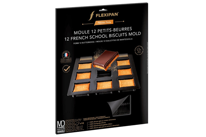 Moule 12 petits beurres Flexipan anti-adhérent en silicone 40x30cm
