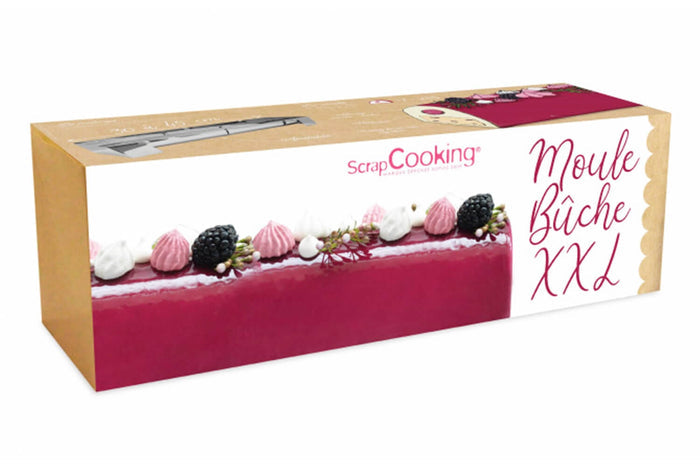 Moule à bûche en inox Scrapcooking - Longueur réglable et feuilles rhodoïd incluses