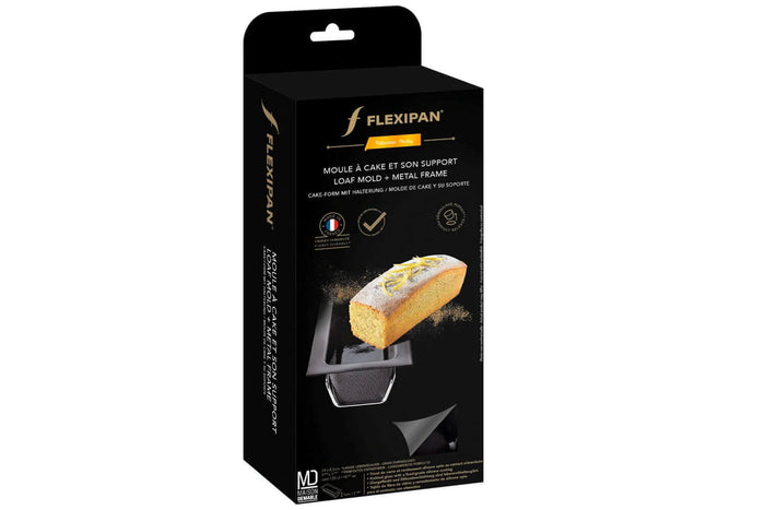 Moule à cake et son support Flexipan anti-adhérent en silicone et tricot de verre 24cm