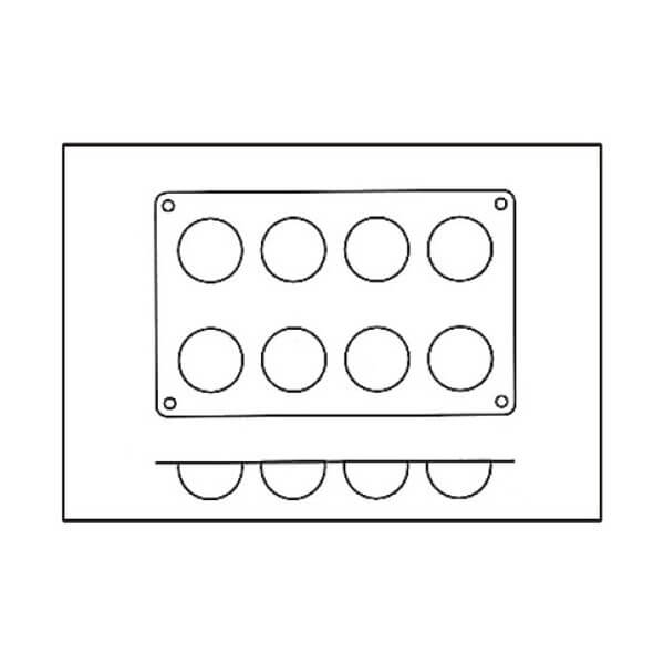 Moule professionnel en silicone Silikomart Silicon Flex 300x175mm 8 demi-sphères 5cm