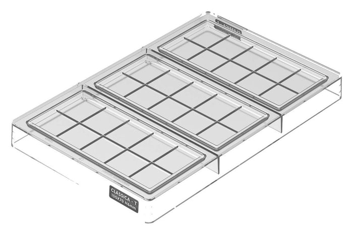 Moule professionnel en tritan Silikomart Chocado Classica-T 3 tablettes de chocolat