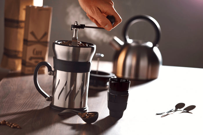 Moulin à café et cafetière à piston 2 en 1 Peugeot Paris Press en inox / ABS 15cm