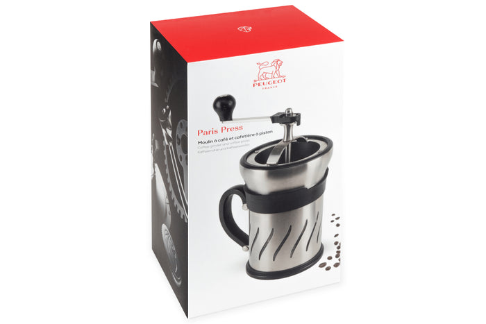 Moulin à café et cafetière à piston 2 en 1 Peugeot Paris Press en inox / ABS 15cm