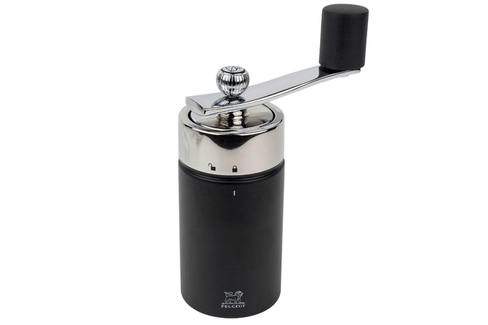 Moulin à muscade à manivelle Peugeot Isen en inox et bois de hêtre noir mat 15cm