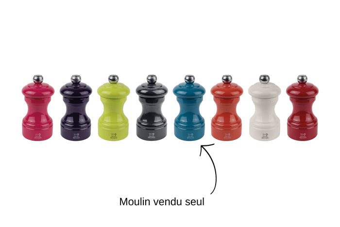 Moulin à poivre manuel Peugeot Bistro en bois de hêtre laqué bleu pacifique 10cm